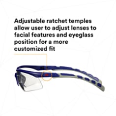 3M™ Solus™ 2000 Series, S2020AF-BLU, Blue/Gray Temples, Clear Reader +2.0 AF/AS lens