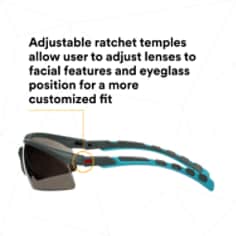 3M™ Solus™ 2000 Series, S2002SGAF-BGR, Gray/Blue-Green Temples, Gray AF-AS lens