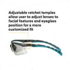 3M™ Solus™ 2000 Series, S2007SGAF-BGR, Gray/Blue-Green Temples, I/O Gray AF-AS lens