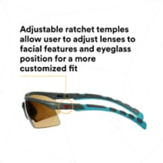 3M™ Solus™ 2000 Series, S2005SGAF-BGR, Gray/Blue-Green Temples, Brown AF-AS lens