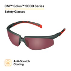 3M™ Solus™ 2000 Series, S2024AS-RED, Gray/Red Temples, Red Mirror AS lens