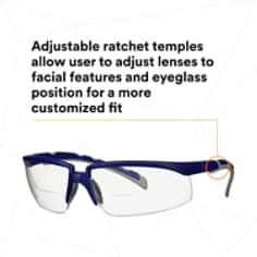 3M™ Solus™ 2000 Series, S2025AF-BLU, Blue/Gray Temples, Clear Reader +2.5 AF/AS lens