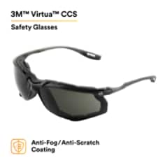 3M™ Virtua™ CCS Protective Eyewear 11873-00000-20, with Foam Gasket, GRAY AF Lens