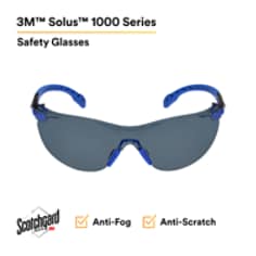 3M™ Solus™ 1000-Series Safety Glasses S1102SGAF, Black/Blue, Grey Scotchgard™ AF Lens