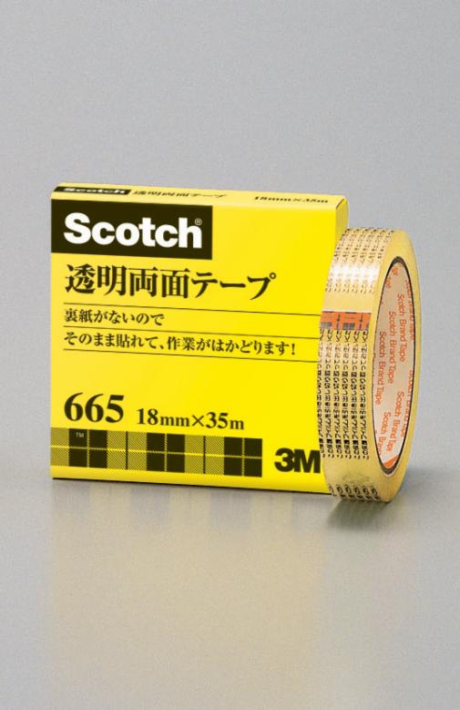 スコッチ® 透明両面テープ 665-3-18, 透明, 大巻, 18 mm x 35 m, 10 巻  