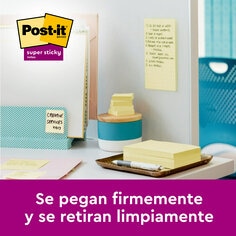 ES Post-it® Super-Sticky Canary Yellow Notes: Sticks securely, removes cleanly