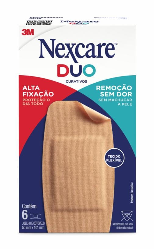 Curativos Nexcare™ Duo para Joelho e Cotovelo, 6 Unidades, 50 mm x 101 mm