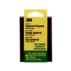 3M(TM) Sanding Sponge 908-ESF, Dual Grit Block, 3 3/4 in x 2 5/8 in x 1 in, Fine/Medium