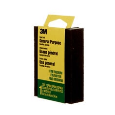 3M(TM) Sanding Sponge 908-ESF, Dual Grit Block, 3 3/4 in x 2 5/8 in x 1 in, Fine/Medium