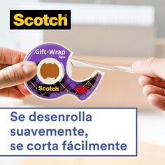 Scotch® Gift-Wrap Tape: Se desenrolla suavemente, se corta fácilmente