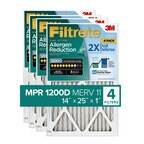Filtrete™ Allergen Reduction Plus Dust Filter 1104Plus4PK-SC, 14 in x 25 in x 1 in