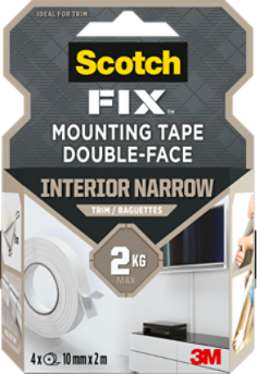 Scotch-Fix™ Mounting Tape for Skirting Boards-Trim 10mm x 2m 4RL-PK 914140-1020SBT-P_CFIP