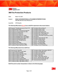 3M™ Fire Barrier Products Shelf Life Requirements