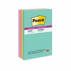 Post-it Super Sticky Notes 660-5SSMIA, Supernova Neons, 4 in x 6 in (101 mm x 152 mm), 100% PEFC, SGSCH-PEFC-COC-110078image