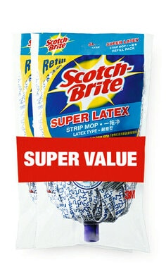 3M™ Scotch-Brite™ Latex Mop Twin Refill, White/Blue, 2 Piece/Pack