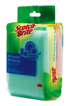 3M™ Scotch-Brite® All Purpose Net Sponge, Green/Yellow/Pink, 3 Piece/Pack