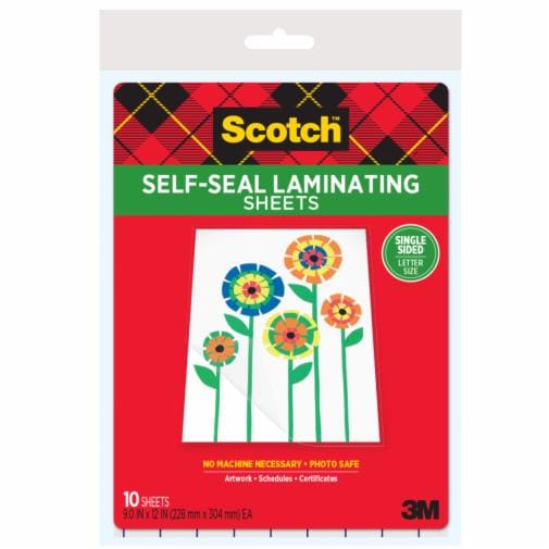 Scotch™ Self Sealing Laminating Sheets, 9in x 12in, 10 Sheets