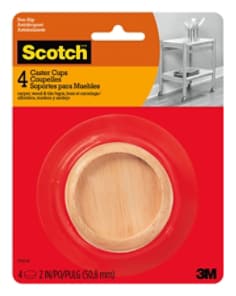 Scotch™ Caster Cups SP909-NA, Round Oak Wood 2-in 4/pk