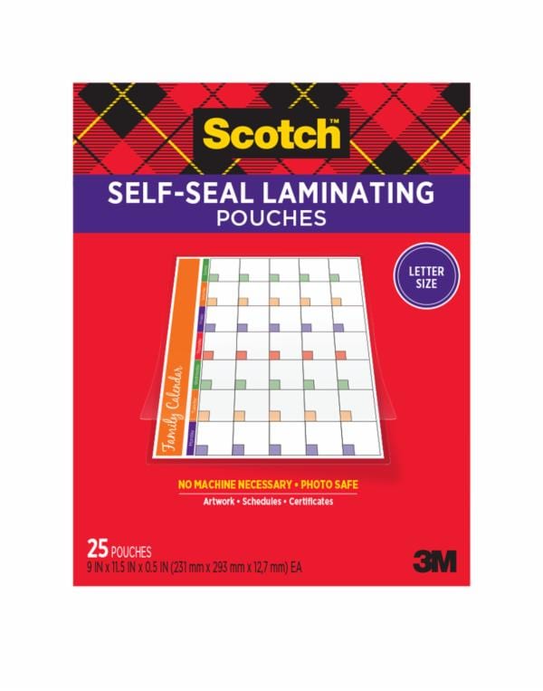 Scotch Self-Sealing Laminating Pouches LS854-25G-WM