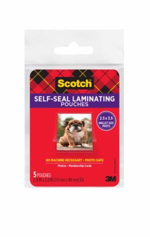 PL903G-SR Scotch Self-Sealing Laminating Pouches 2.9 in x 3.8 in (74 mm x 99 mm)image