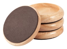 Scotch™ Caster Cups SP909-NA, Round Oak Wood 2-in 4/pk