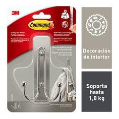 17036SPIG Command™ Large Brushed Nickel Double Hook 1HK+1S/PK 5PK/CS - ES