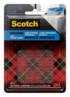 Scotch® Removable Clear Double-Sided Mounting Squares 859S-ESF, 11/16 in x 11/16 in 35/pk