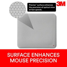 3M Precise Mouse Pad with Repositionable Adhesive Back, 8.5in x 7in, Bitmap