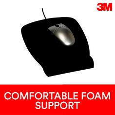 3M Foam Mouse Pad with Wrist Rest, Black, 8.62in x 6.75in