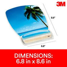 3M Precise Mouse Pad with Gel Wrist Rest, Blue Beach, 9in x 7.5in