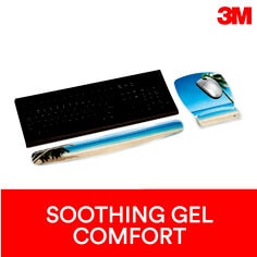 3M Precise Mouse Pad with Gel Wrist Rest, Blue Beach, 9in x 7.5in