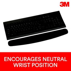 3M Foam Wrist Rest, Fabric Cover, Anti-microbial Product Protection, 18", Black