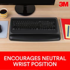 3M Gel Wrist Rest for Keyboards, Tilt-Adjustable Platform, Leatherette, 19.6in x 10.6in, Black 