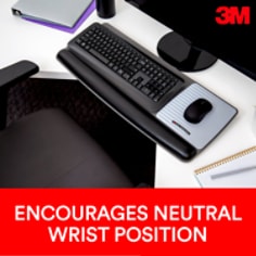 3M Gel Wrist Rest for Keyboard & Mouse,Tilt-Adjustable Platform, Leatherette, Black
