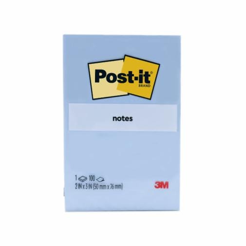 Post-it® Notes 656-CB CW, Cloud Blue, 2 in x 3 in, 100 Sheets/Pack