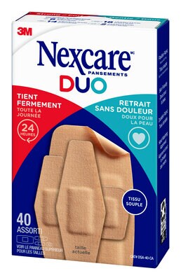 Pansements Duo DSA-40-CA Nexcare(MC), tailles assorties, 40/paquet