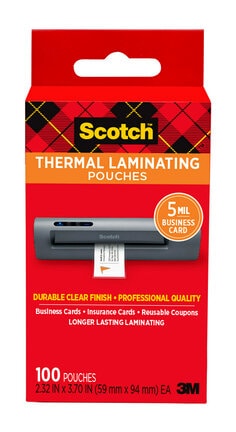 TP5851-100 Scotch Thermal Pouchs,2.32inx3.70in Bsnss Crd 100pk