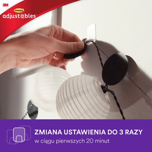 Command™ Adjustables™  Repositionable Clips 12 Clips+24 strips/PK 17840CLR-12FESIP_Polish