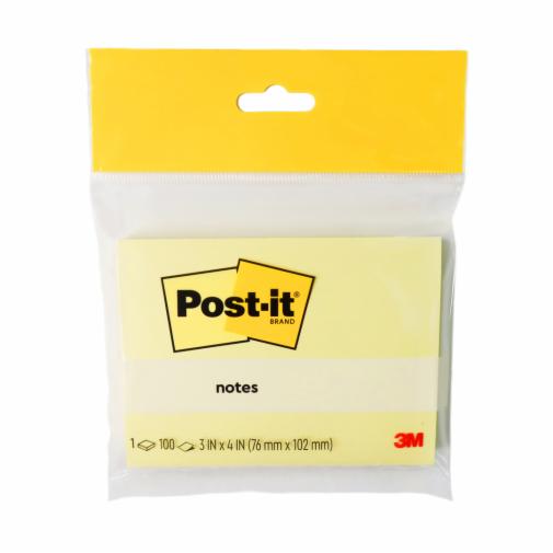 Post-it® Notes 657-1CY, Canary Yellow, 3 in x 4 in, 100 Sheets/Pack