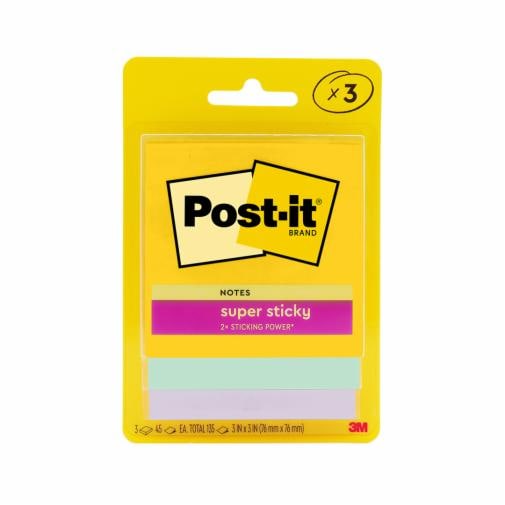Post-it® Super Sticky Notes 3321-3SSJP, Sweets, 3 in x 3 in, 45 Sheets x 3 Pads