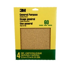 3M™ Aluminum Oxide Sandpaper Coarse, 9003NA, 9 in x 11 in, 4/pk