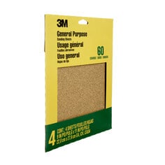 3M™ Aluminum Oxide Sandpaper Coarse, 9003NA, 9 in x 11 in, 4/pk