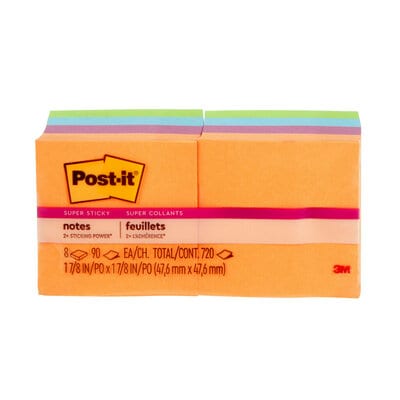 Post-it® Super Sticky Notes 622-8SSAU, Rio de Janeiro Collection, 2 in x 2 in