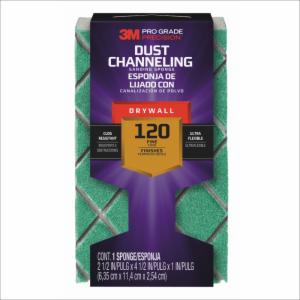 3M™ Pro Grade Precision Drywall Dust Channeling Sanding Sponge Fine, 30904FP-CH-DBL, 4.5 in x 2.5 in x 1 in, 12/cs (2×6)image