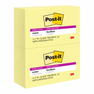Post-it Super Sticky Notes 655-12SSCY, Canary, 3 in x 5 in, 12 pk, 90 sh per pad, 100% PEFC, SGSCH-PEFC-COC-110078image