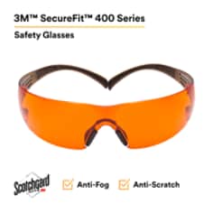 3M™ SecureFit™ Safety Glasses SF406SGAF-BLA, Black/Brown, Orange Scotchgard™ AF Lens