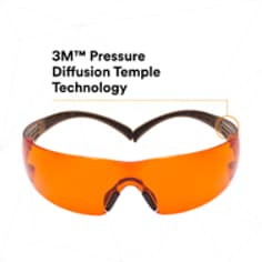 3M™ SecureFit™ Safety Glasses SF406SGAF-BLA, Black/Brown, Orange Scotchgard™ AF Lens