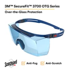 3M™ SecureFit™ 3700 Series, SF3704SGAF-BLU, Blue Temples, Light Blue OTG AF-AS lens