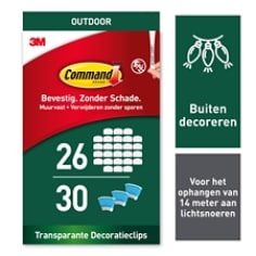 Command™ Clear Outdoor Light Clips with Foam Strips 26C+30S/PK, 40PK/CV, AW017-26