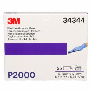 3M™ Hookit Flexible Abrasive Hand Sheet 270J, 34344, 5.5 in x 6.8 in, P2000, 25 sheets per box, 5 boxes per caseimage